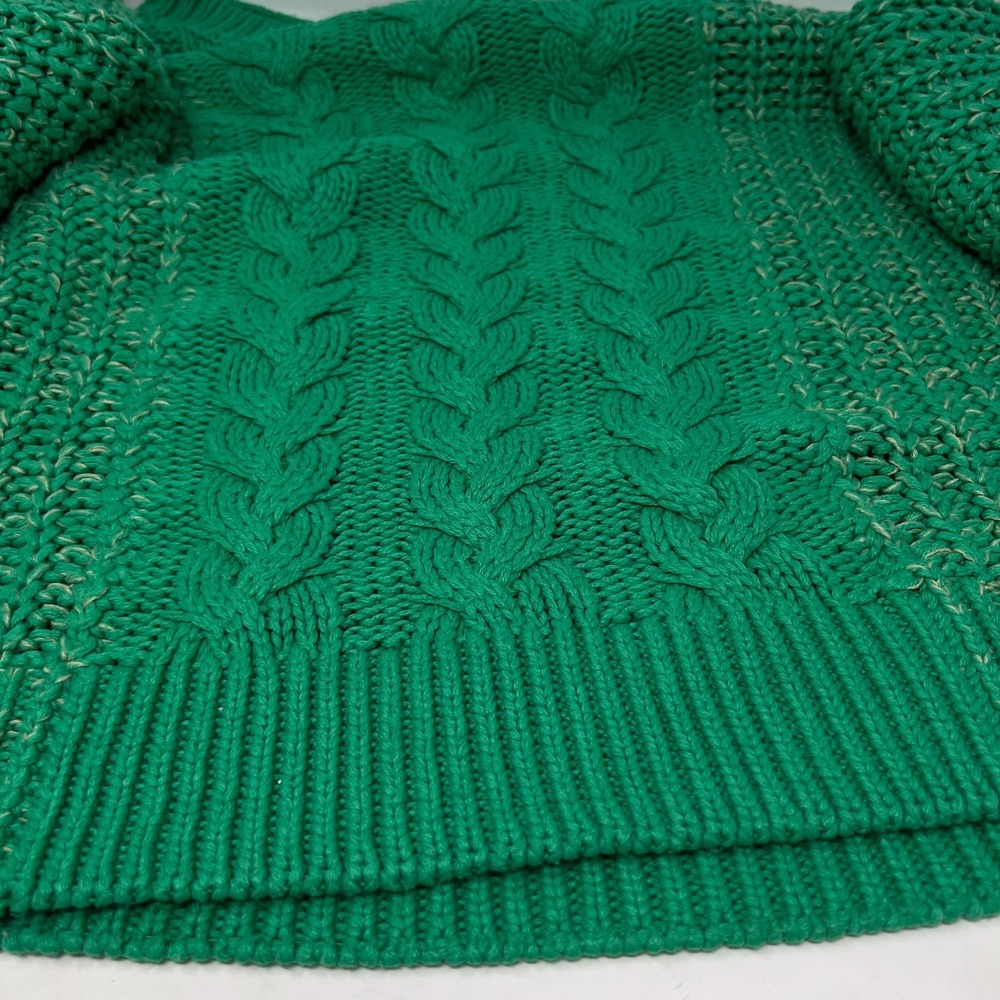 Cable‎ Knit Chunky Oversized Sweater Green Cream Accent Acrylic Noisy May - Picture 9 of 13